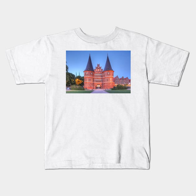 Holsten Gate, Luebeck, Schleswig-Holstein, Germany, Europe Kids T-Shirt by Kruegerfoto